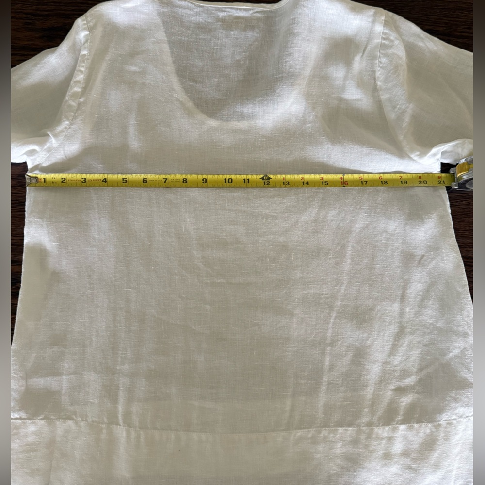 Flax White Linen top Oversized Boxy Short Sleeve Blouse - Picture 7 of 10